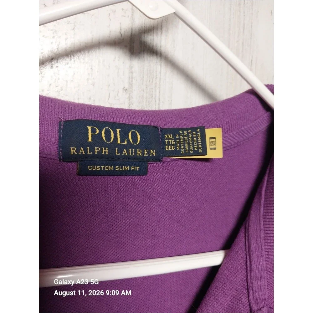 Ralph Lauren Custom Slim Fit Polo Shirt Purple XXL Pony Rugby Preppy Mens